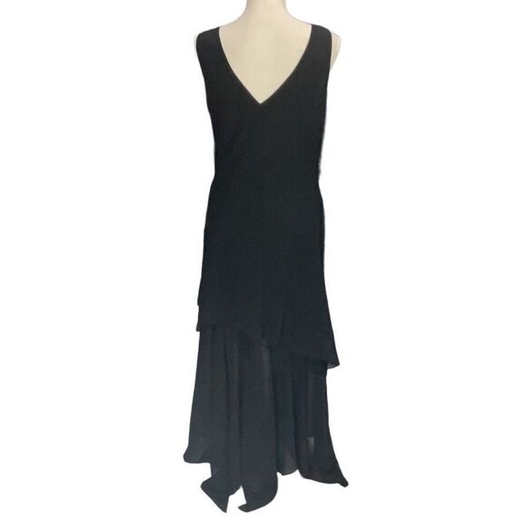 Vintage Dollar 80’s Beaded 2 Layers Black Cowl Neck Formal Maxi Dress Sz Large - Picture 5 of 8